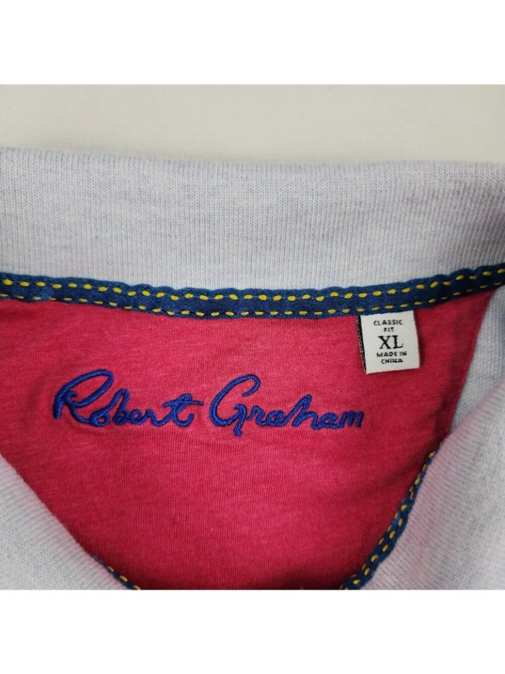 Robert Graham Shirt Mens XL Light Blue S/S Polo